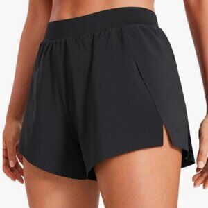 CRZ YOGA Running Shorts for Women High Waisted V Split for Gym Workout Athletic